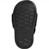 Black sandal sole with Adidas logo on a white background