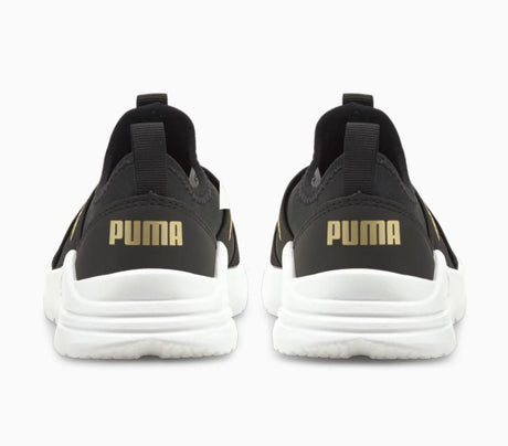 Puma Wired Run Slip On Flash Jr - Kids Running Shoe Black-Gold | Sneakers Plus
