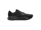 Black running shoe on a white background