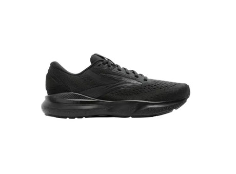 Black running shoe on a white background