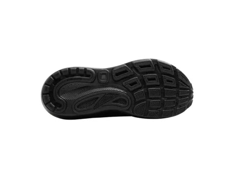 Black athletic shoe sole on a white background