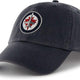 Navy blueish grey cap with a Jets logo on a white background