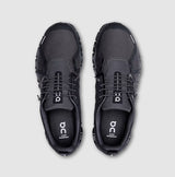 Pair of black athletic shoes on a light gray background