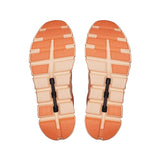 Pair of orange and beige shoe soles on a white background