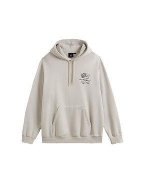 Beige hoodie with a classic old-skool Vans logo on a white background