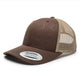 Brown and beige snapback cap on a white background