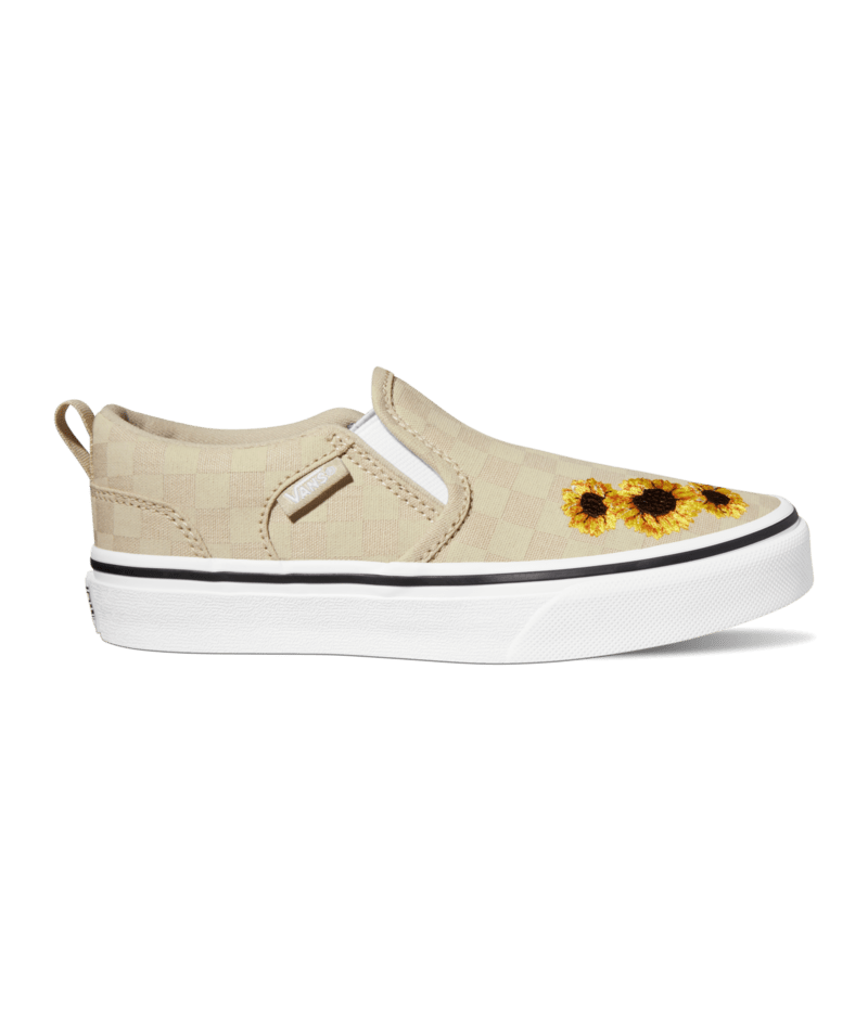 Vans Asher Womens Slip On Shoe 9.5 Embroidery Sunflower