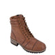 Biotime Brown leather boot with lace-up design on a white background from Sneakers Plus