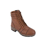 Biotime Brown leather boot with lace-up design on a white background from Sneakers Plus