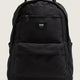 Black backpack with Vans logo on a beige background