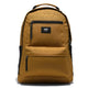 Golden Brown backpack with black zippers and Vans logo on a white background