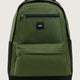 Green backpack with black accents on a light gray background