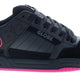 Black and pink sneaker with 'Globe' branding on a white background