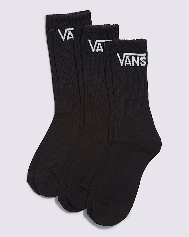 Three black socks with Vans logo on a light gray background