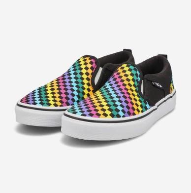 Vans Asher - Kids Slip On Shoe Rainbow Mini Check | Sneakers Plus