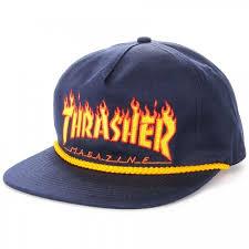 Thrasher Flame Rope SnapBack Mens Hats Navy | Sneakers Plus