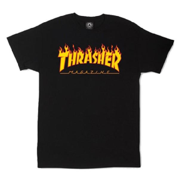 Thrasher Flame Tee Mens T-shirts Black |Sneakers Plus